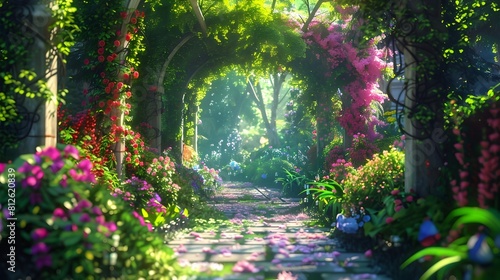 Enchanting Floral Garden Archway Inviting and Tranquility