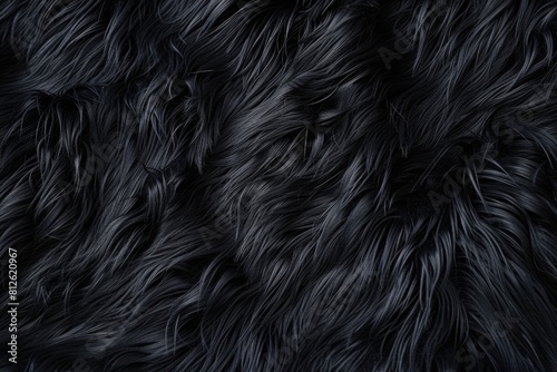 Detailed close up of black fur texture, perfect for backgrounds or design elements