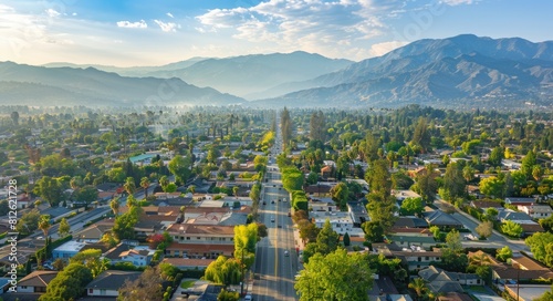 Aerial View of Covina, Southern California, USA - Capturing the City Skyline and Landscape Up High