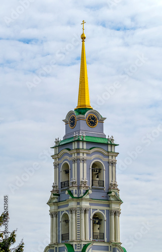 The bell tower of the Orthodox Holy Dormition Cathedral in the Kremlin in Tula. It was built in 1764.