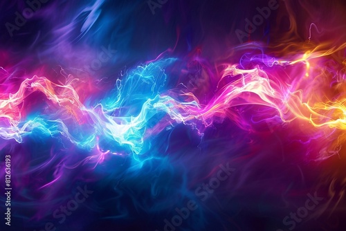 The brilliance of colors, brightness, saturation and electrical power of the gradient create a dynamic and lively image. These color transitions and light effects add energy and appeal, highlighting t