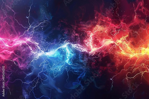 The brilliance of colors, brightness, saturation and electrical power of the gradient create a dynamic and lively image. These color transitions and light effects add energy and appeal, highlighting t