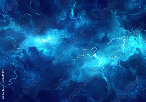 This image showcases an electrifying abstract representation of a storm, filled with dynamic blues and mesmerizing energy patterns