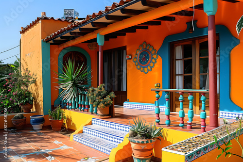 houses in the village of Mexico. colorful houses.