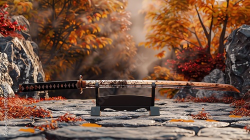 The Soul of Japan: Japanese Swords and Autumn Leaves,日本の魂 日本刀と紅葉、Generative AI 