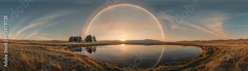 An ethereal halo floating above a serene landscape