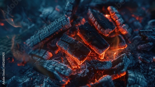 Close-up shot of a woodpile with flames. Perfect for backgrounds or fire-related concepts