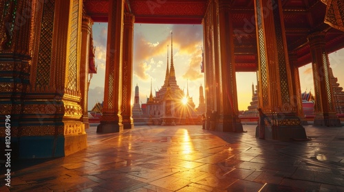 Wat Phra Kaew or Temple of the Emerald Buddha in the morning is a famous tourist destination and an important Buddhist temple. Bangkok's other corner