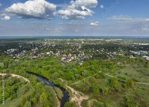 The Świder River and the town of Otwock Józefów in the distance, Masovia, Poland