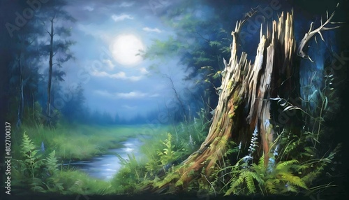  Eine Nacht im alten Wald. Hintergrund für das Design 3.