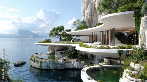 Imagine a unique and impeccably designed personal mansion. This residence is perched on a spacious cliff by the seaside, blending modern and traditional elements to showcase unparalleled creativity an