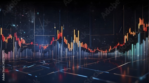 Background of abstract digital chart, stock business graph, data interchange in finance, trend, and trade in the economy, statistics, and diagram