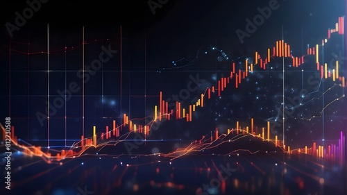 Background of abstract digital chart, stock business graph, data interchange in finance, trend, and trade in the economy, statistics, and diagram