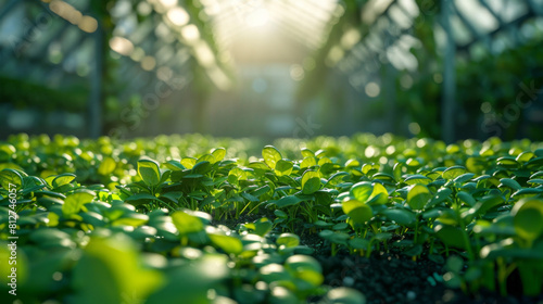 Genetically engineered plants thrive in high-tech greenhouse.