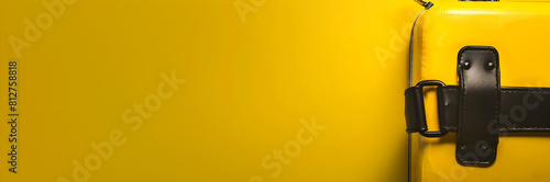 Luggage handle buckle web banner. Luggage handle buckle isolated on yellow background with copy space.