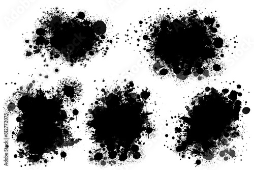 detailed ink splats Hyperrealistic Highly Detailed Isolated On Transparent Background Png File ,set of ink splashes,