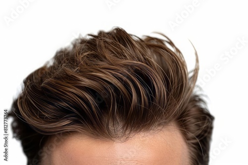 A man head with hairline marking to show the improvement in hair thickness after treatment