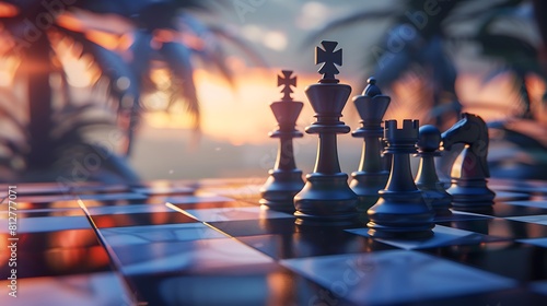 Chess games, tense chess battles,チェスゲーム,緊迫するチェス同士の戦い、Generative AI 
