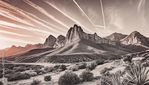 mountain desert texas background landscape wild west western adventure explore inspirational vibe graphic art engraving vector