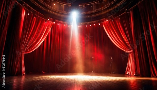 stage show spotlight light entertainment background performance concert spot red curtain