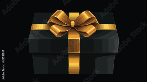 Black empty present box view top. Vector opened sur