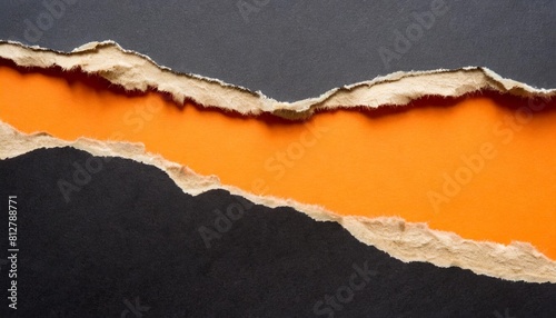 piece of torn black and orange horizontal paper background