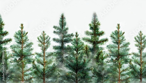watercolour seamless surface pattern tile modern delicate misty foggy eco line of pine spruce fir forest pattern on white isolated background textiles wallpaper home decor generative ai
