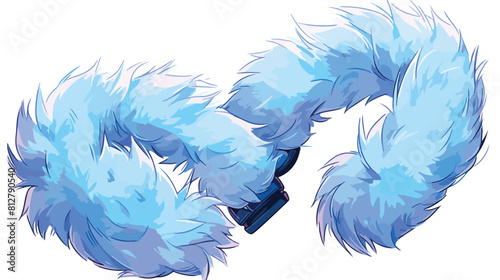 Bright blue fluffy fur ear muffs sketch style vecto