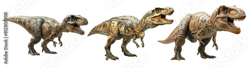 Set of Allosaurus cut out transparent isolated on white background ,PNG file ,artwork graphic design.