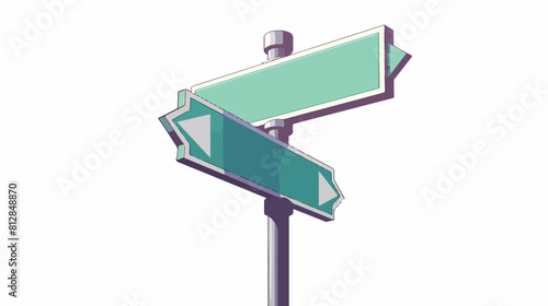 Crossroad signpost with blank green direction point
