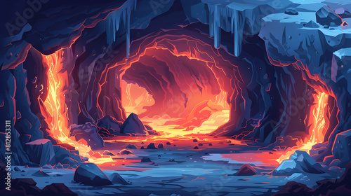 Exploring the mysterious lava tubes and caves formed by flowing lava beneath the earth s surface Flat design isometric illustration of the Lava Tubes and Caves concept