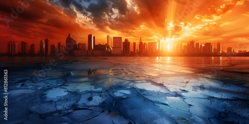 North America USA faces extreme heatwave symbolizing global warming and climate change. Concept Global warming, Climate change, Extreme heatwave, North America, USA