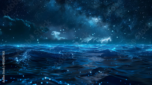 A Starry Night Enhanced by Bioluminescent Waves: A Celestial Connection