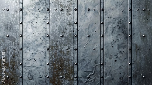 Riveted metal plates with dark background