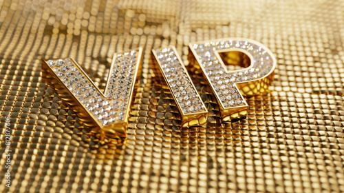 luxurious VIP lettering in gold and bedazzled with diamonds