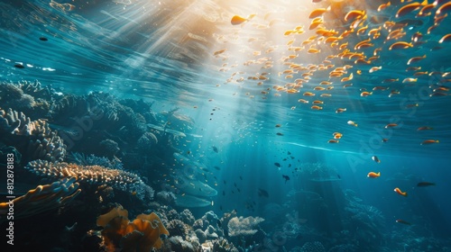 Ocean Conservation: Dive beneath the waves to explore the intersection of clean energy and ocean conservation, from offshore wind farms to marine protected areas --ar 16:9 