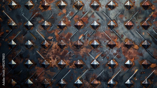 rusty metal texture with a pattern of diamond-shaped protrusions