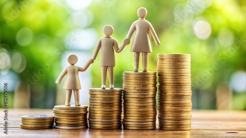 Coins with Family Budget Plan: A photo showing coins with a family budget plan or household financial management tools, symbolizing financial responsibility and planning for the future. 