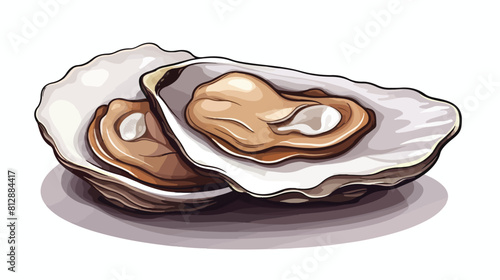 Fresh oyster sketch style vector illustration isola