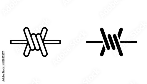 Barbed wire icon set on white background color editable