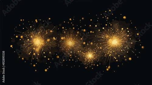 Golden fireworks or firecrackers exploding in night