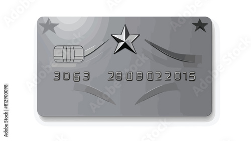 Grey plastic bank card with modern silver star desi