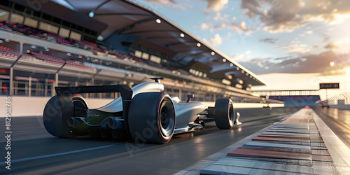 Formula Racer drive on the track background - Ai Generated
