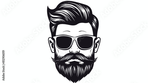 Hand drawn hipster hairstyle beard and mustache ske