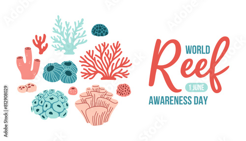 World Reef Awareness Day design template for celebration. World Reef Day vector design for banner, poster, postcard