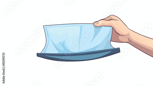 Hand holding dustpan flat vector illustration isola
