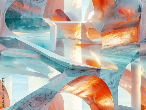 Fuse abstract art elements with futuristic visions