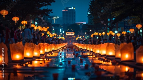 The Lotus Lantern Festival in Seoul South Korea celebrating Buddhas birthday with thousands of lanterns illuminating the city accompanied by parades c