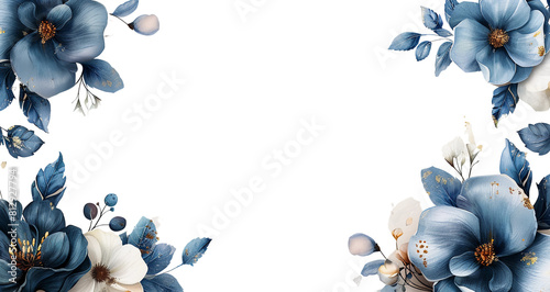 Wallpaper of Greenish blue flowers on a transparent background with copy space for texts