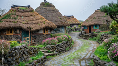 The Seongeup Folk Village in Jeju South Korea a traditional village that preserves the unique cultural and architectural heritage of Jeju Island inclu